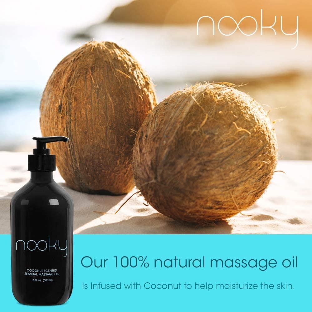 Nooky Massage Oil with Fractionated Coconut Oil 16oz - Coconut Scent |  Relaxing Body Oil for Massaging | Buy Now with Express International  Delivery