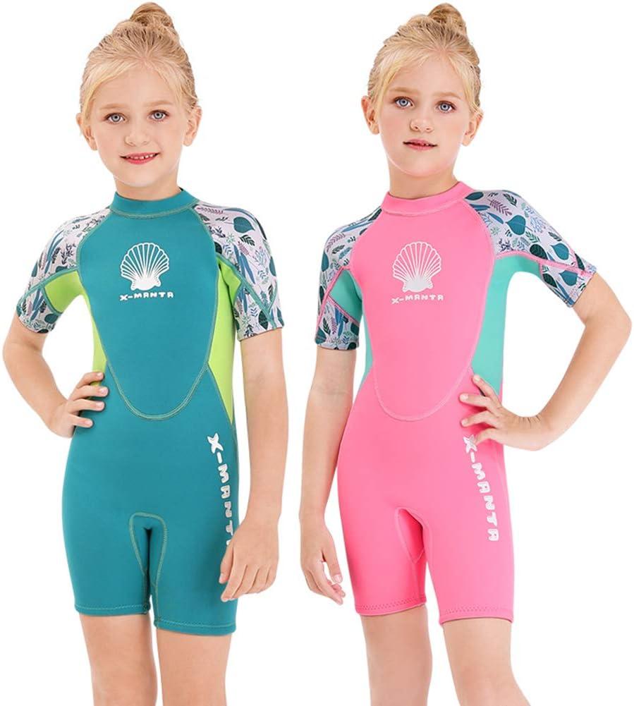 Wetsuit Kids Shorty Neoprene Thermal Diving Swimsuit 2.5MM for Girls Boys  Youth Teen Toddler Child, One Piece Children Rash Guard Swimming Suit UV  Protection Sunsuit for Surfing Girl Pink Large