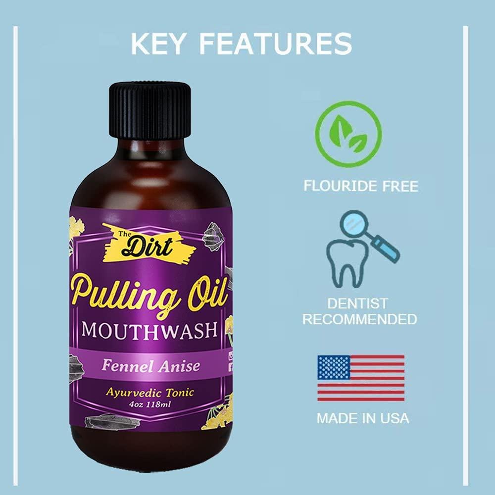 The Dirt Gluten Free Oil Pulling Mouthwash Dental Tonic with Essential Oils for Bad Breath