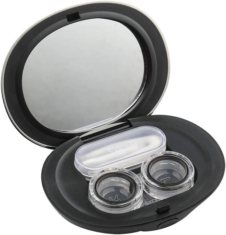 MUDOR Exquisite Contact Lens Case Mini Contact Lens Travel Kit Box Holder  Container Includes Remover Tool with Tweezers and No Leak Contact Case  Organizer for Soft & Hard Lens (Black)