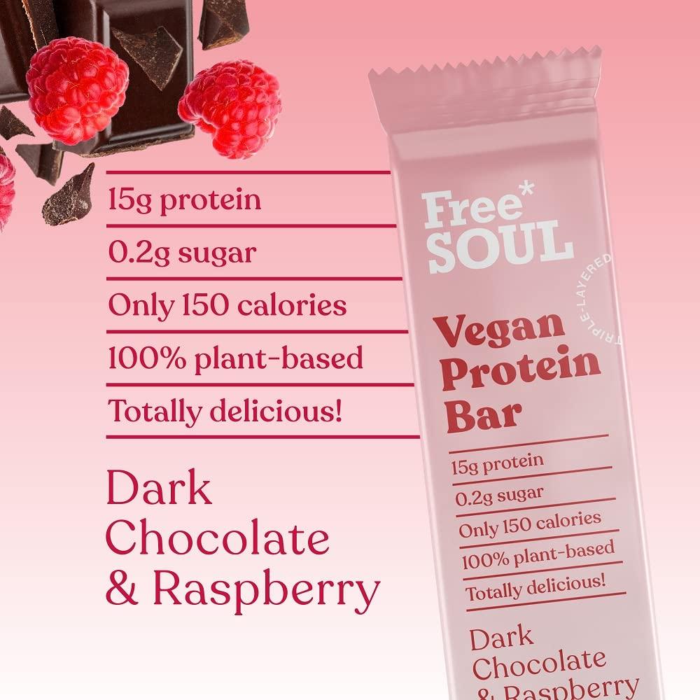 Free Soul Vegan Protein Bar, High Protein, Low Sugar, Dairy Free