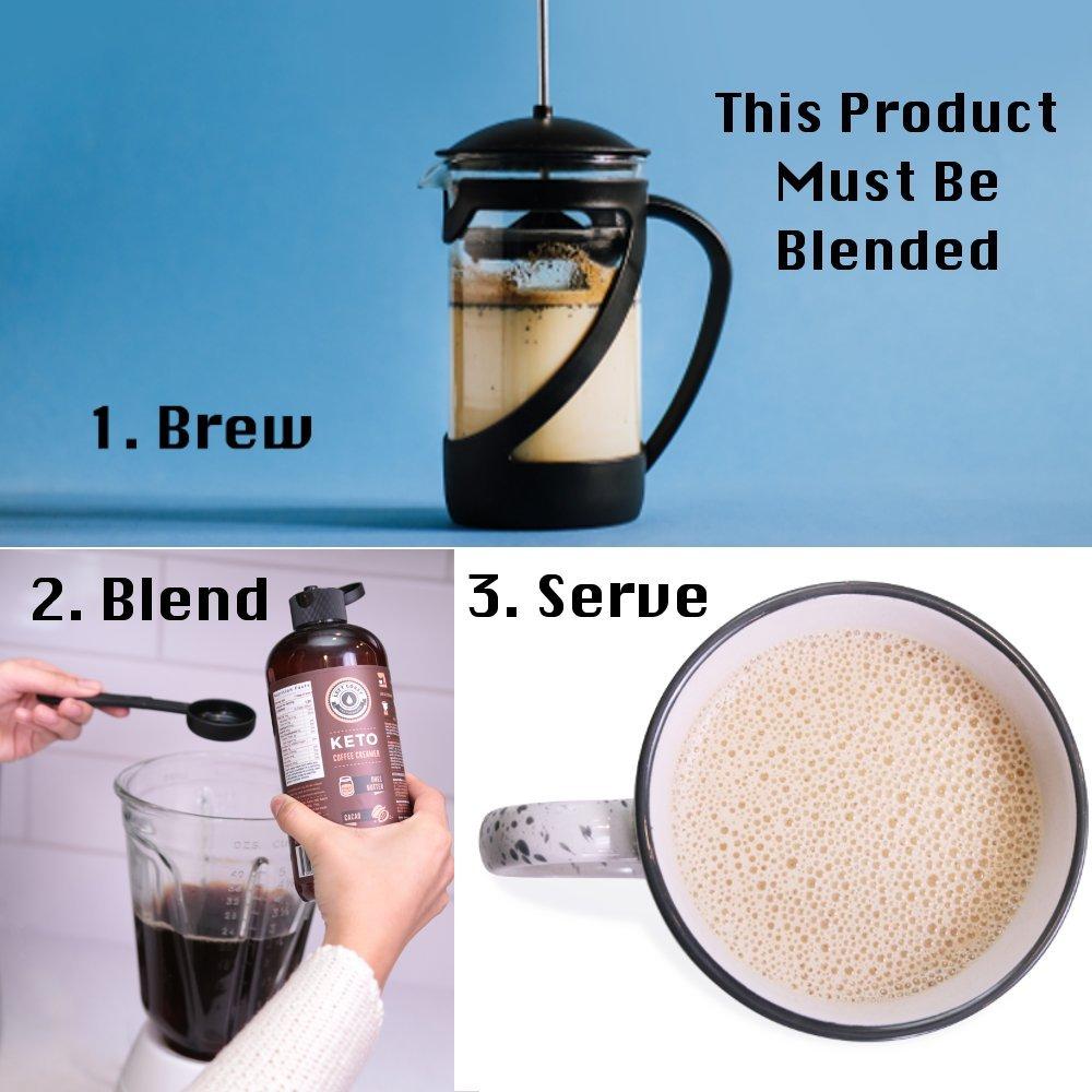 Keto Coffee Creamer with MCT Oil, Ghee Butter, Cocoa Butter, 16oz / 32 Servings. Must Blended