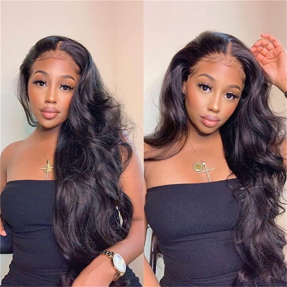 Lace Front Wigs Human Hair Body Wave 13x4 Lace Frontal Human Hair Wig Pre  Plucked 150% Density Brazilian Virgin Human Hair Wig with Baby Hair for  Black Women Natural Color (32 Inch)