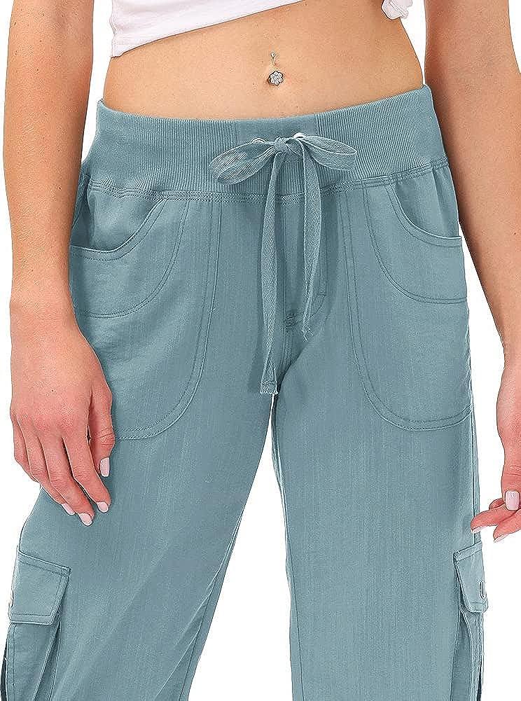 MoFiz Womens Capris with Pockets Loose Fit Casual Capri Pants