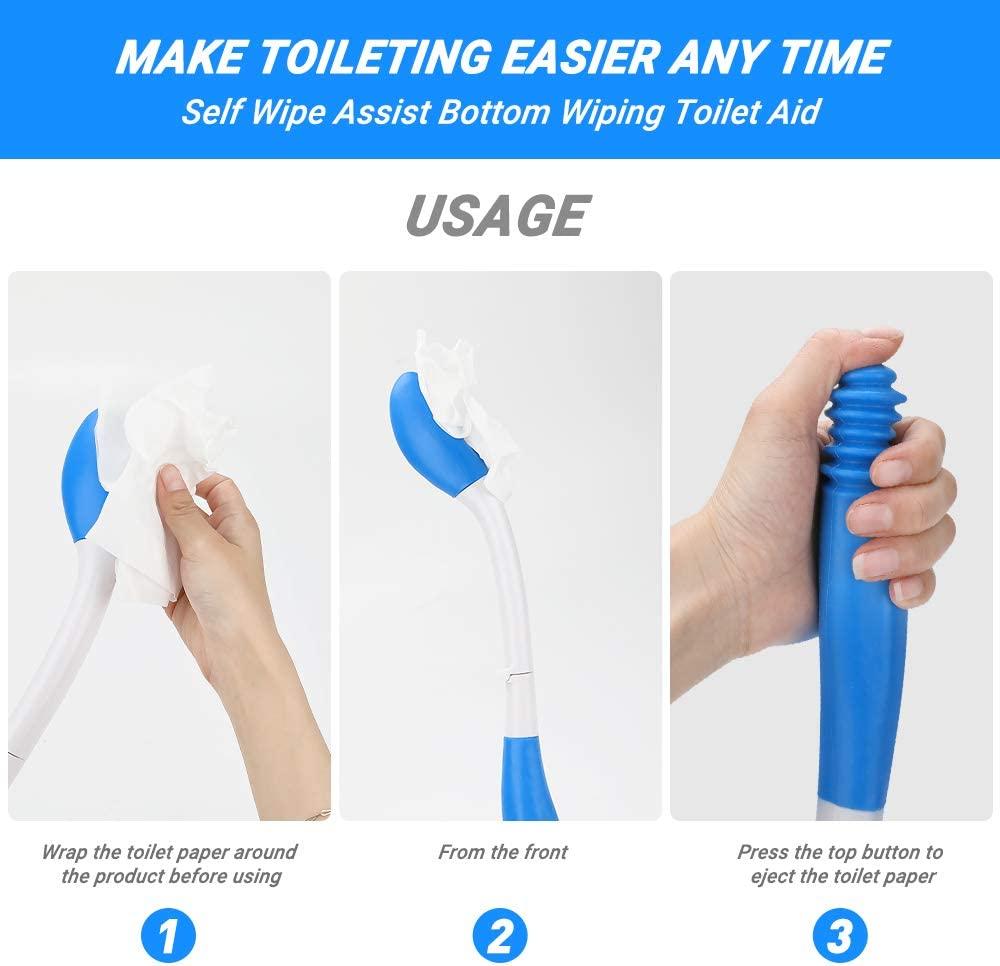 Foldable Toilet Aids for Wiping, Jhua 15.7" Long Reach Comfort Butt