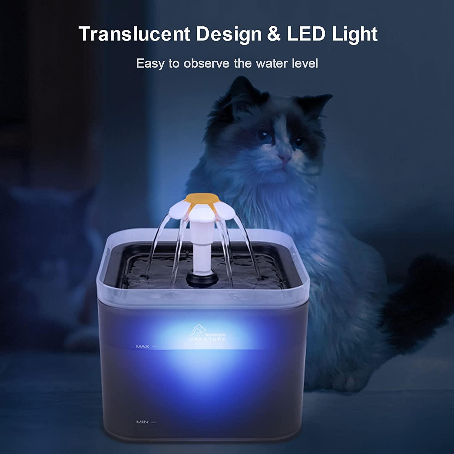 Fantasy Cat Water Fountain, 67oz/2L Automatic Cat Drinking Fountain, Pet Water Fountain with LED
