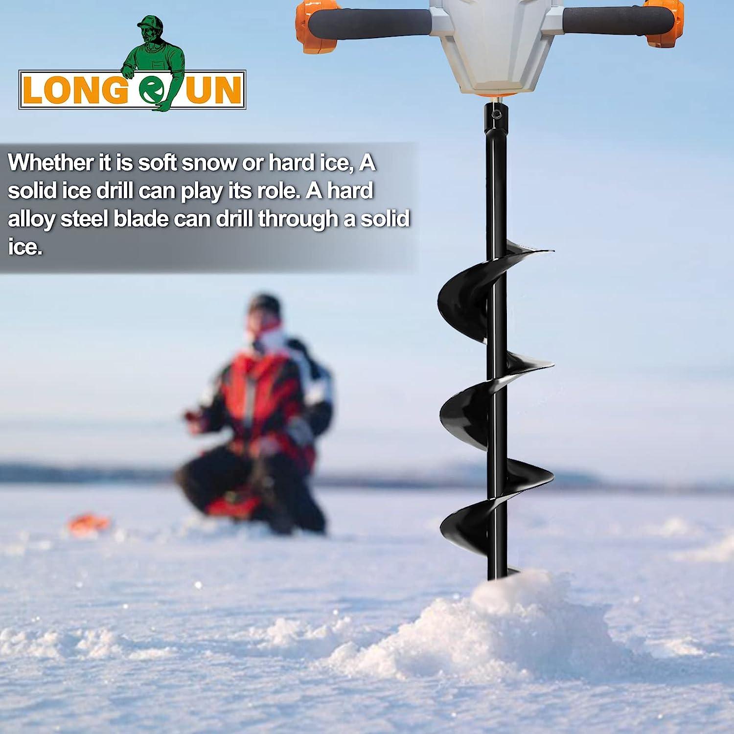 LONGRUN Ice Auger, Ice Augers for Ice Fishing, Power Auger Drill Bit for Ice  Post Hole Digger with Interchangeable & Sharp Blade, Ice Auger Bit for  Fishing, Burrowing, Drilling-6x 29