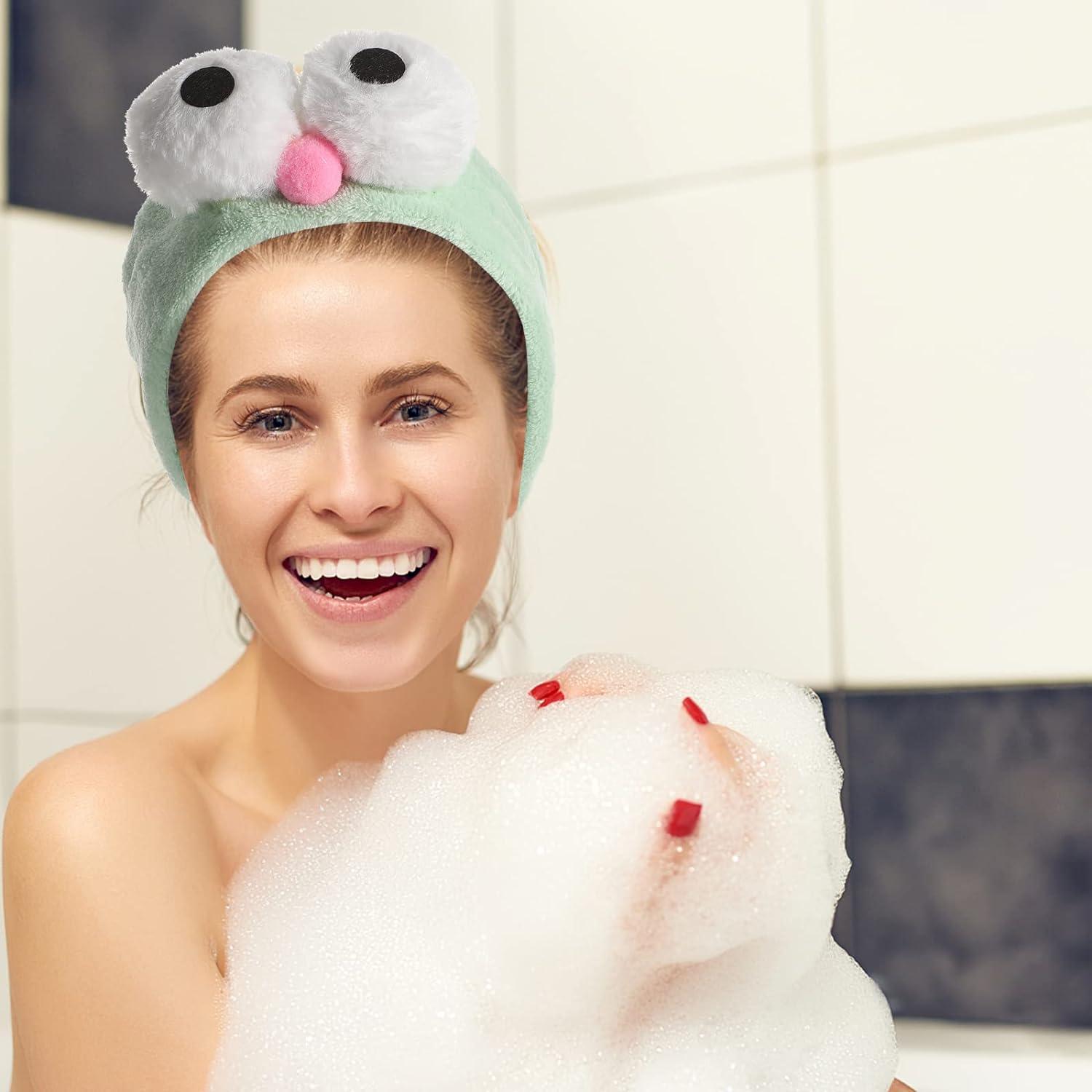 Lurrose Big Eyes Headband Cute Cartoon Adjustable Magic Tape Headband for Makeup Face Washing