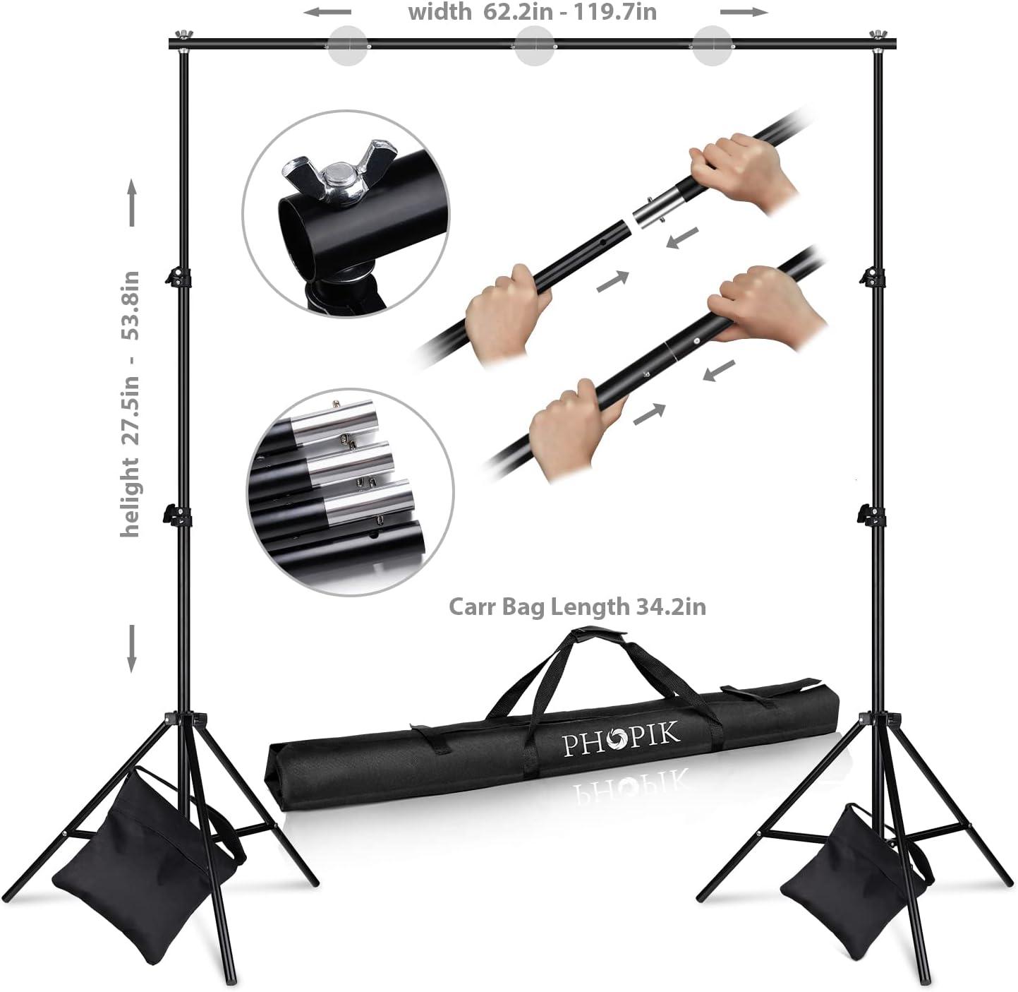 PHOPIK Photo Studio Backdrop Stand, 10ft Adjustable Photo Background
