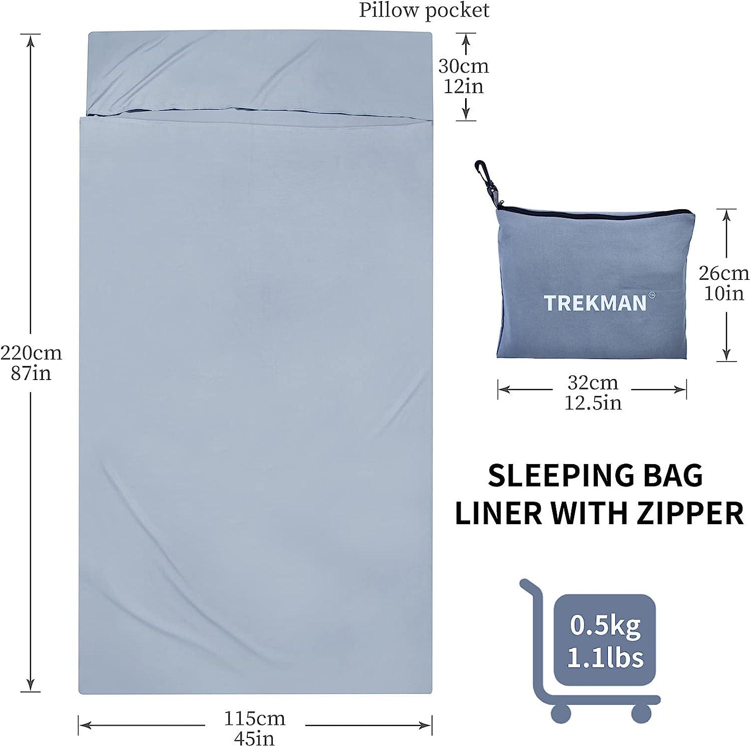 TREKMAN Sleeping Bag Liner for Adults Teens Single Ultralight Hotel Sleeping Sack & Traveling
