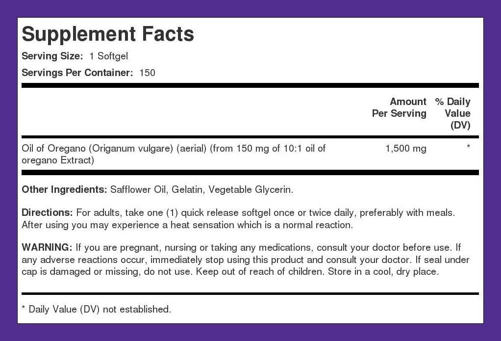 Oregano Oil Capsules 4000mg 150 Softgel Pills Organic Herbal
