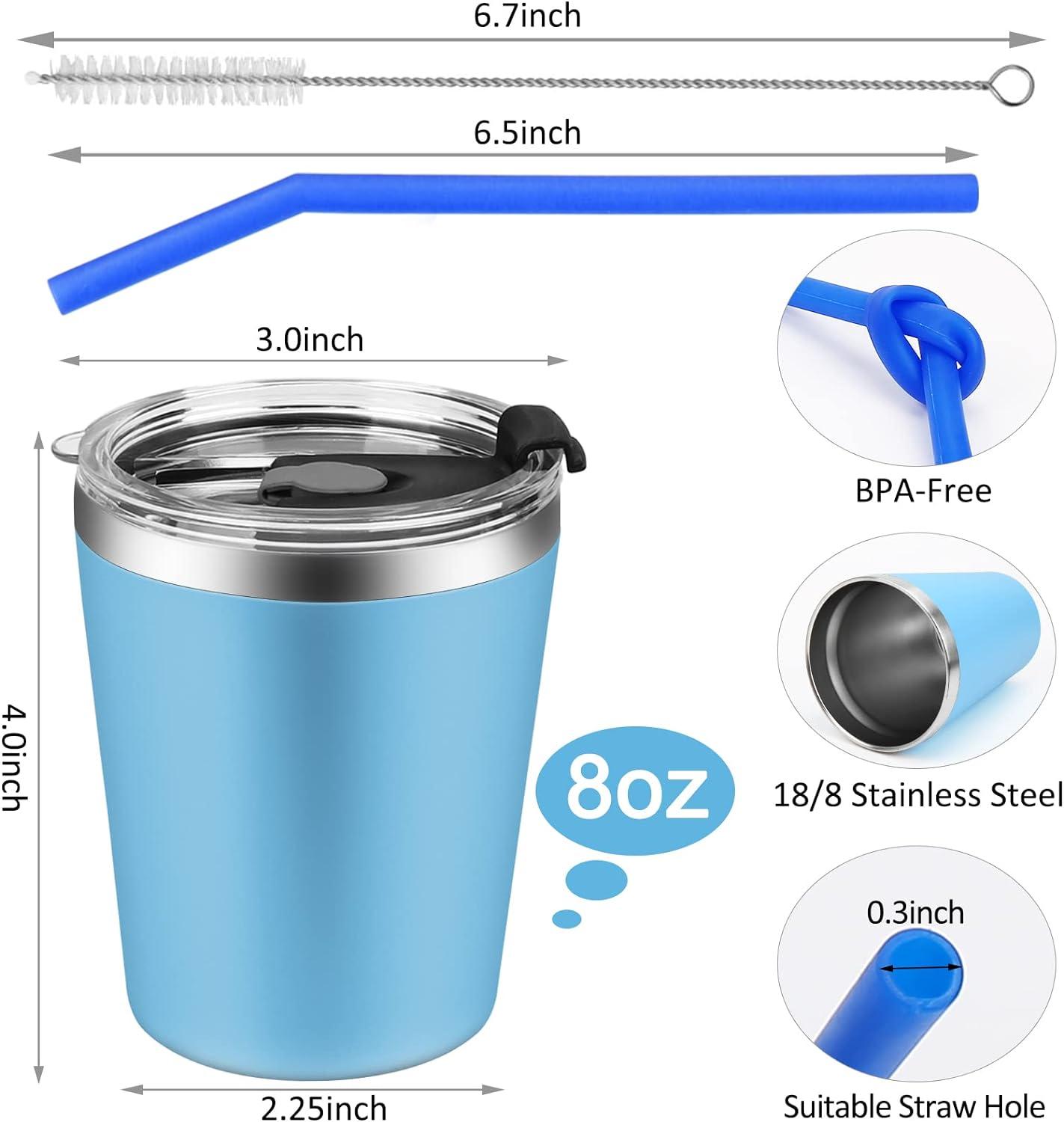 Vermida Kids Tumbler 4 Pack 8oz - Spill Proof Stainless Steel Sippy Cup  with Straws and Lid - Double Wall Insulated Toddler Cups for Cold & Hot  Drinks | Buy Now with