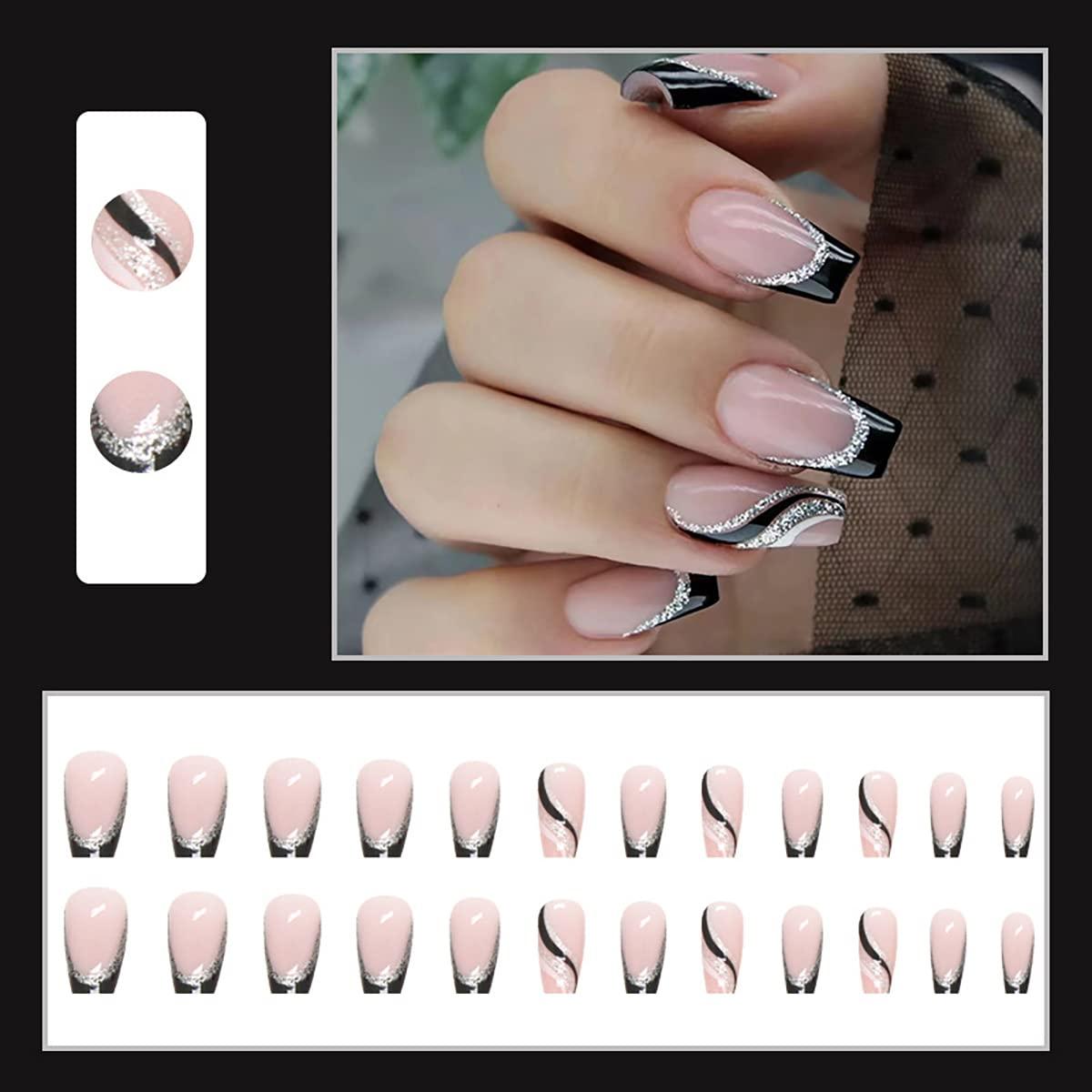𝓜. on Twitter | Black acrylic nail designs, French tip acrylic nails, Long acrylic  nails