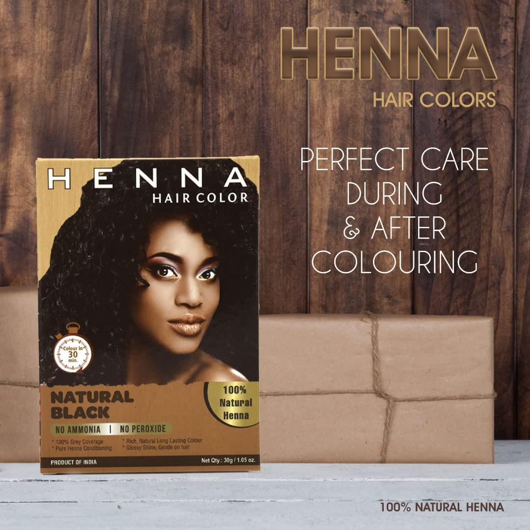 HENNA HAIR COLOR 30 Minute Enriched with Herbs Semi Permanent Powder -  Harsh Chemical Free Black Hair Dye for Men and Women (Natural Black)