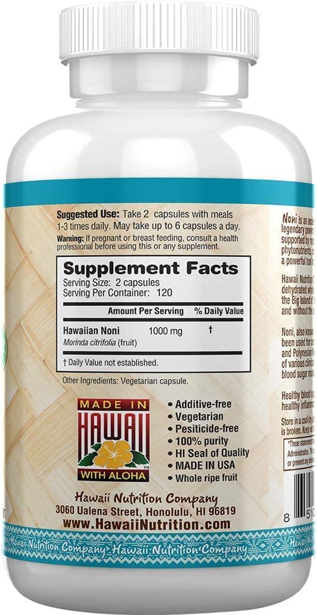 Hawaii Nutrition Company Immune Support Noni Capsules, Superfood Supplement to Boost Immunity