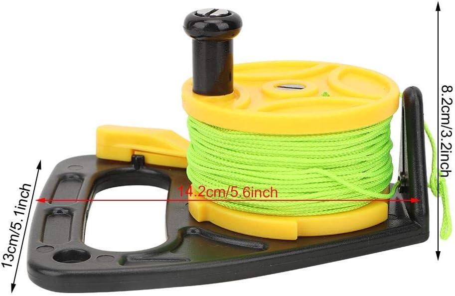 46m/150FT Portable Diving Handle Reel Scuba Diving Reel With Thumb Stopper For Snorkeling Underwater Water Sports Yellow Wire Black Reel - View #9