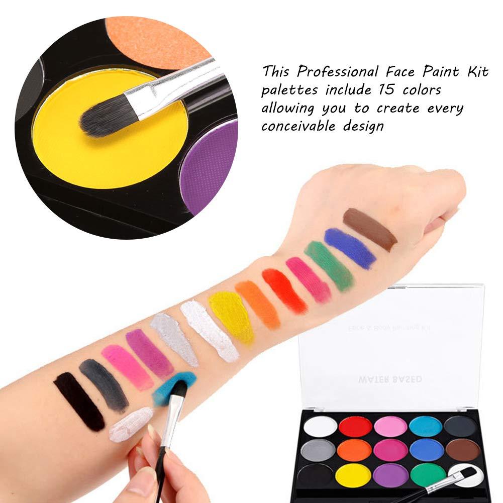 Face Painting Kit with Stencils 15 Water-Based Colours Painting