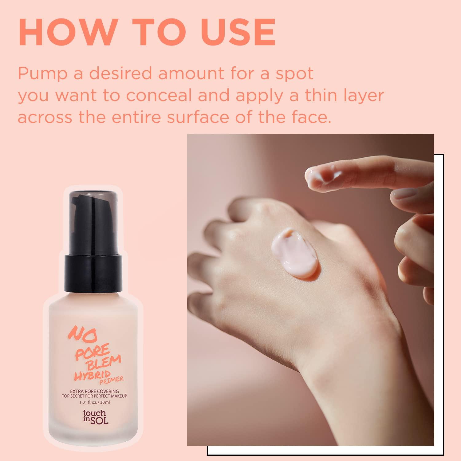 TOUCH IN SOL No Poreblem Hybrid Primer Extra Pore Covering 247 Matt Finish Sebum and Shine