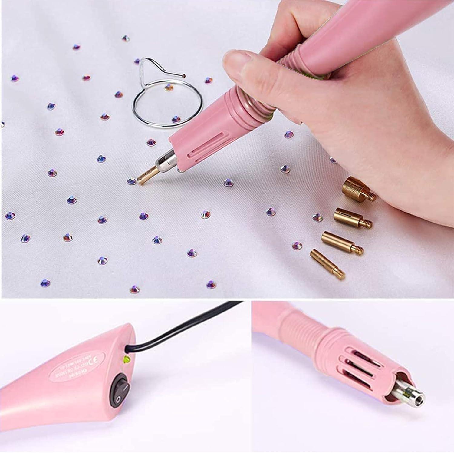 Hotfix Rhinestone Applicator, 7 in 1 Professional Iron-on DIY Hot Fix Tool  Rhinestone Setter Applicator Wand Crystal Gem Tool Kit with 7 Different  Sizes Tips, Support Stand (Pink)