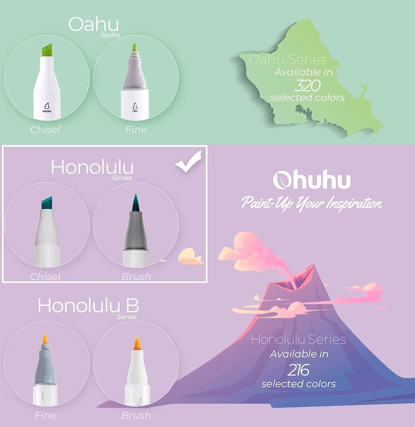 Ohuhu Oahu 120 Colors Dual Tips Alcohol Art Markers,Fine&Chisel