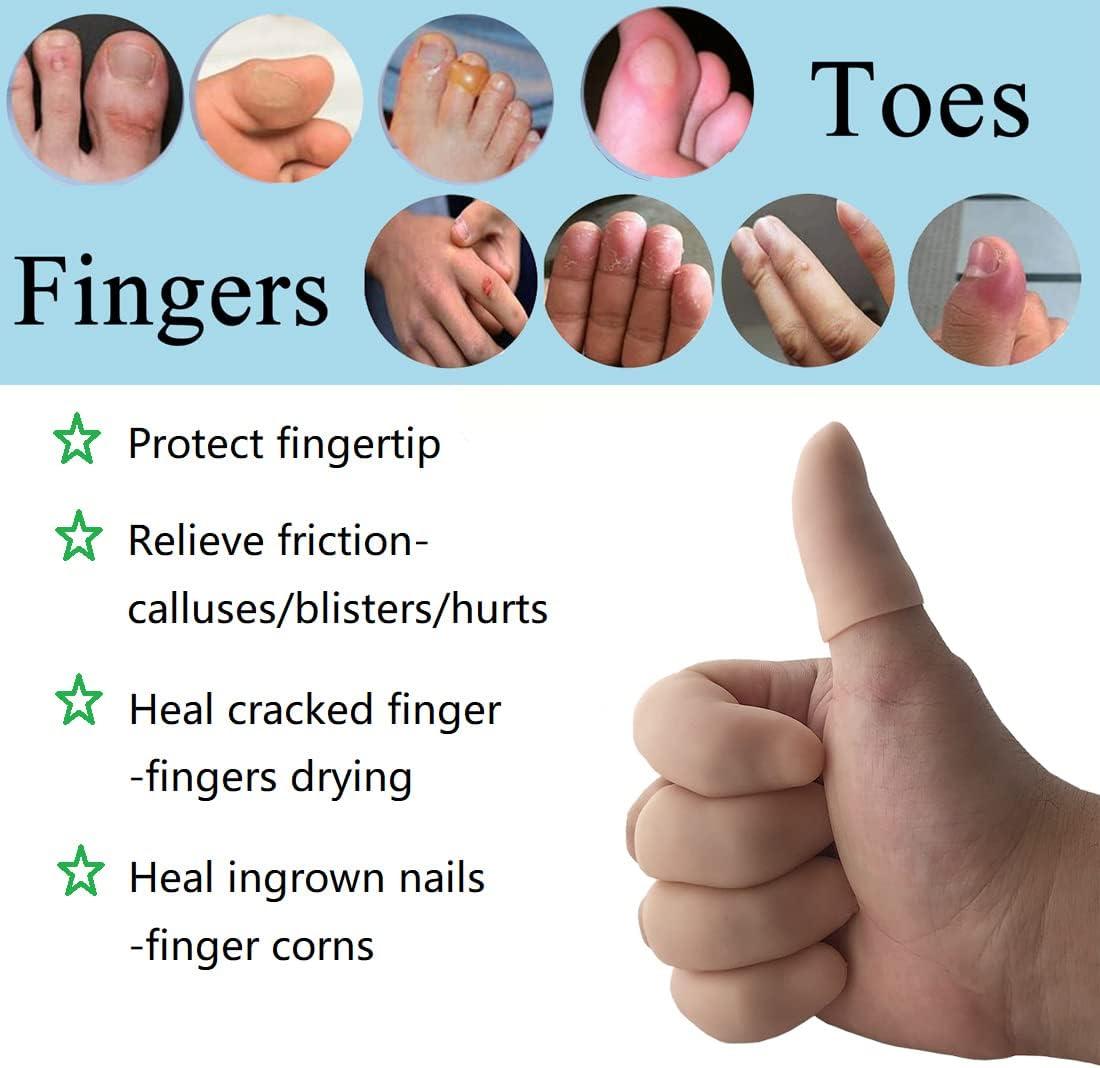 Finger Cots, Gel Finger Protectors, (14PCS) Finger Bandage, Finger Tips  Great for Finger Cracking, Finger Trigger, Finger Arthritis, Latex-Free,  Reusable. 14 Count (Pack of 1)