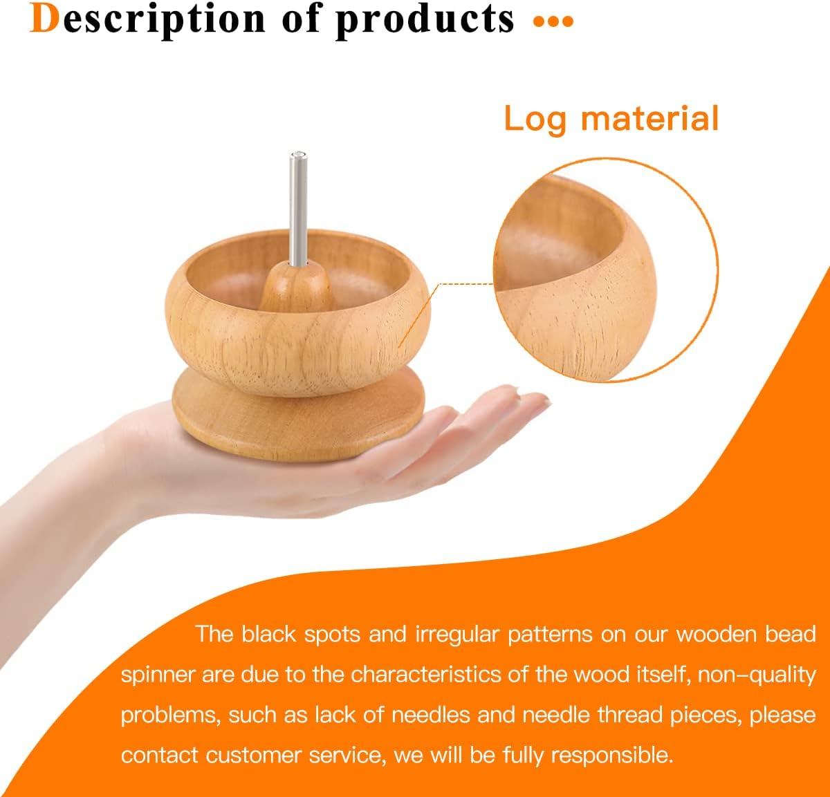 hobbyworker The Upgrade Version Wooden Bead Spinner with 2 Pcs Big Needles,8000 Pcs Seed Beads and 1 Surprise Gift Pack for Jewelry Making Tools