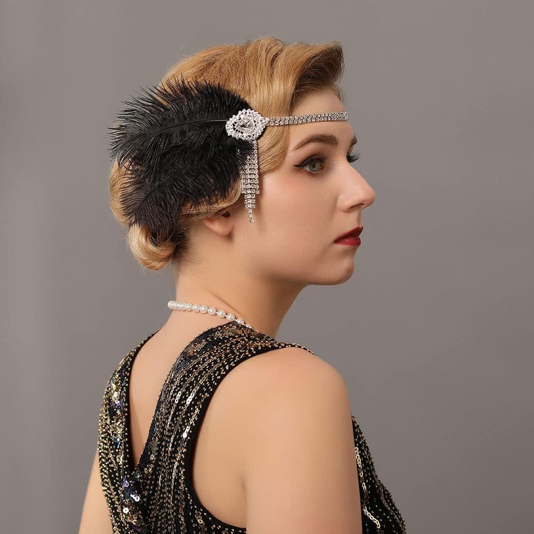 Great Gatsby Black Headband With Gold Ring Set Of Gatsby Headband