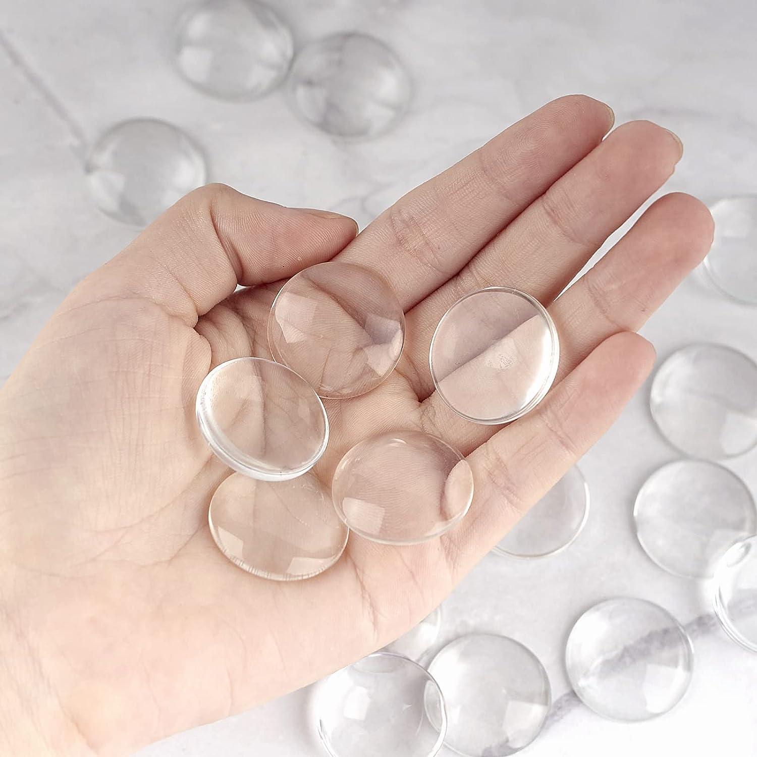 30PCS Clear Glass Cabochons 1 Inch Dome Tile Clear Glass Pebbles