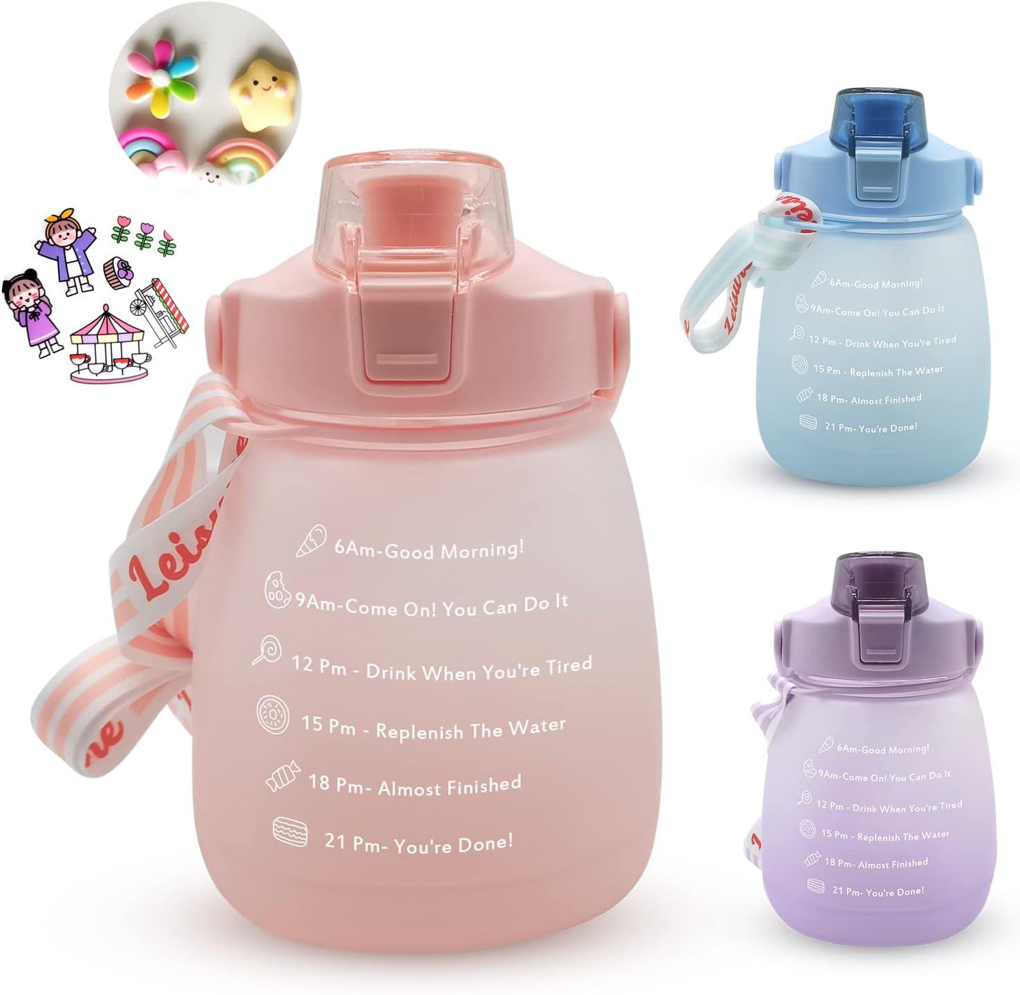 AXLOFO Glitz Big Belly Bottle Kawaii Water Bottles with Straw and