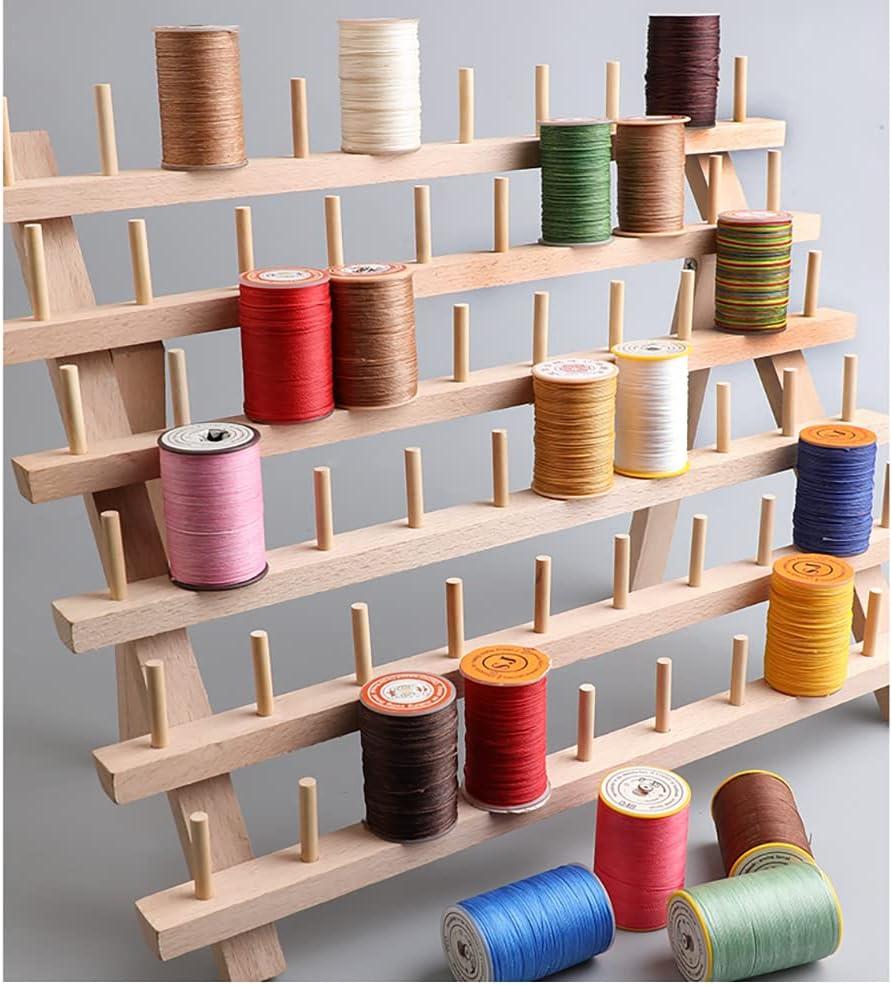 BAENRCY 2-Pack 60-Spool Wooden Thread Holder Sewing and Embroidery