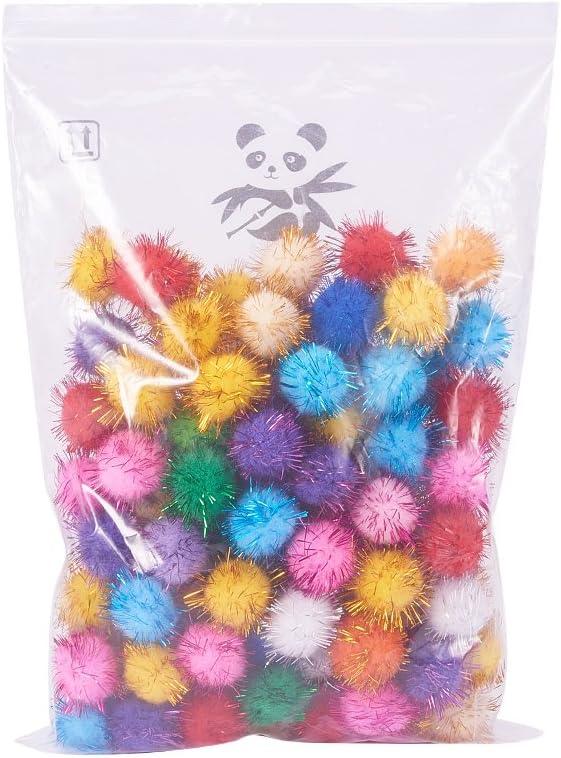 PH PandaHall About 100 Pcs Assorted Pompoms Multicolor Arts and