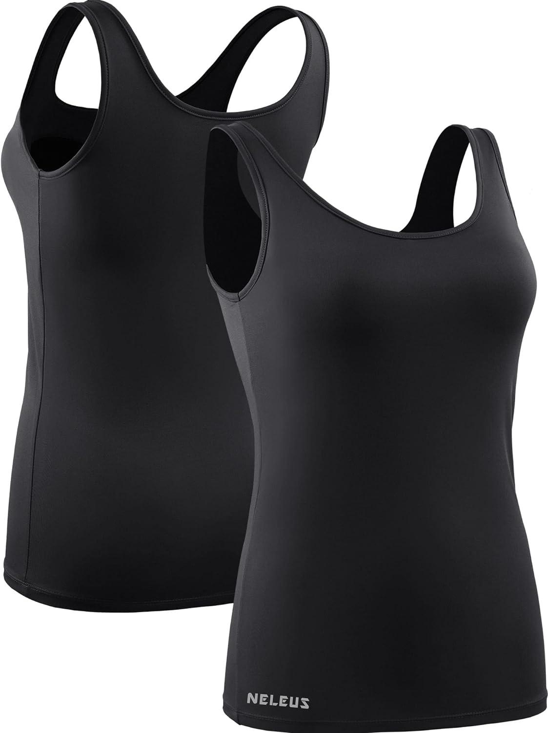 Neleus Women's 3-Pack Athletic Compression Tank Top with Sport Bra