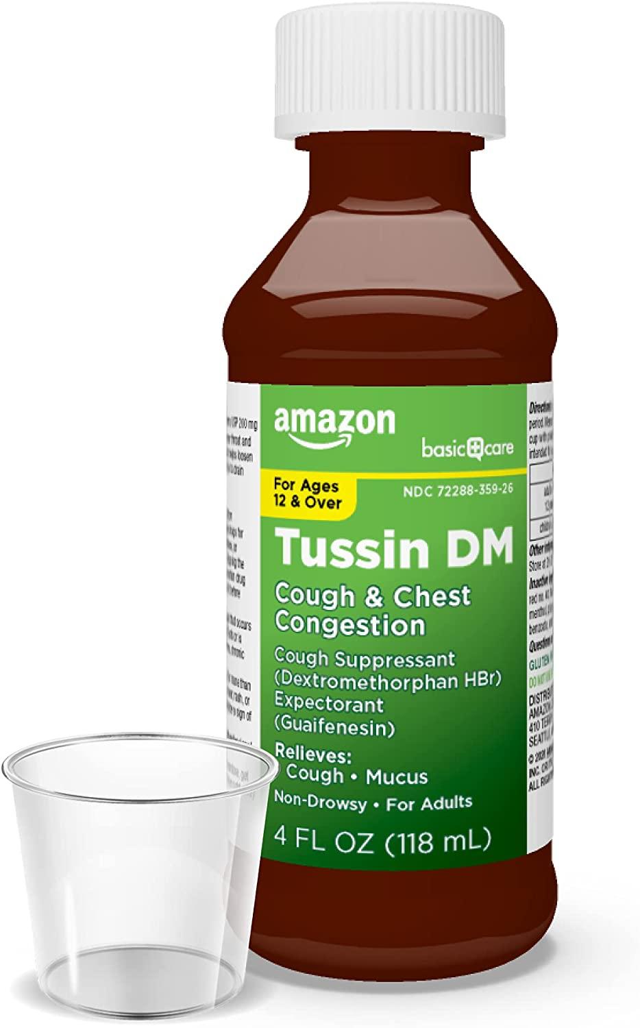 Amazon Basic Care Tussin DM, Cough Suppressant & Expectorant, 4 Fl Oz 4