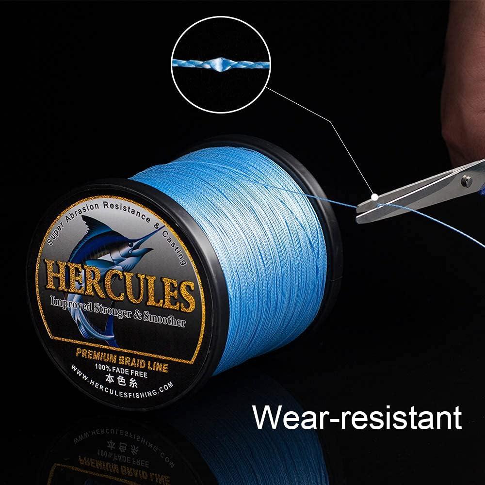 HERCULES Braided Fishing Line, Not Fade, 109-2187 Yards PE Lines, 8 Strands  Multifilament Fish line, 10lb - 120lb Test for Saltwater and Freshwater,  Abrasion Resistant Black 10lb (4.5kg)-0.12mm-328Yds (300m)-8S