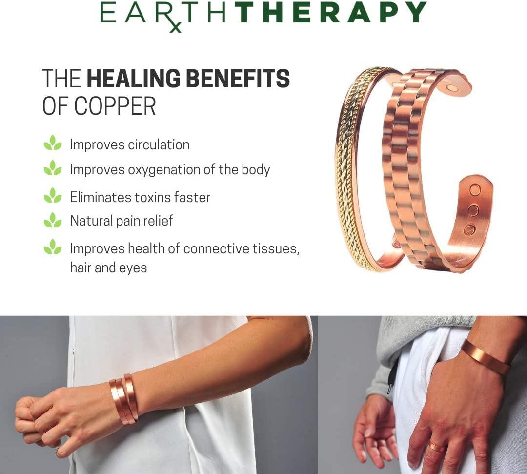 Women's Inlay Silver & Gold Wire Copper Magnetic Therapy Bracelet Bang