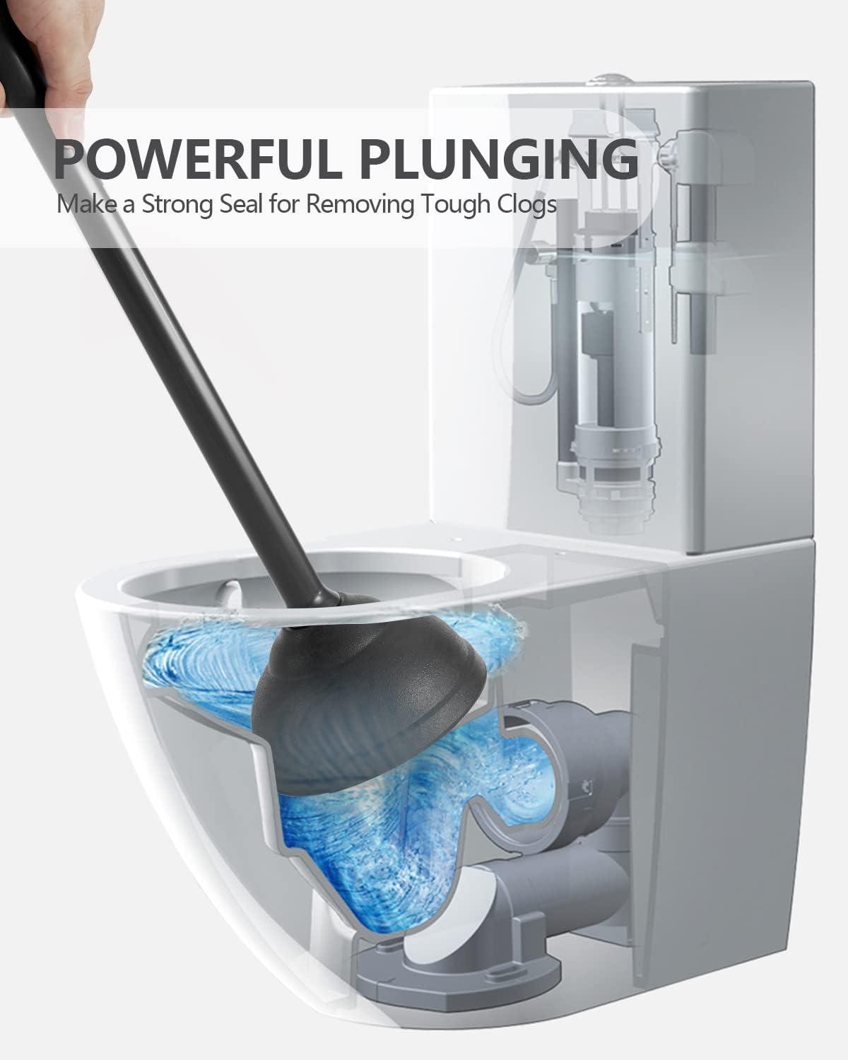 Toilet Plunger with Holder, Efficient Plungers for Bathroom, Hideaway