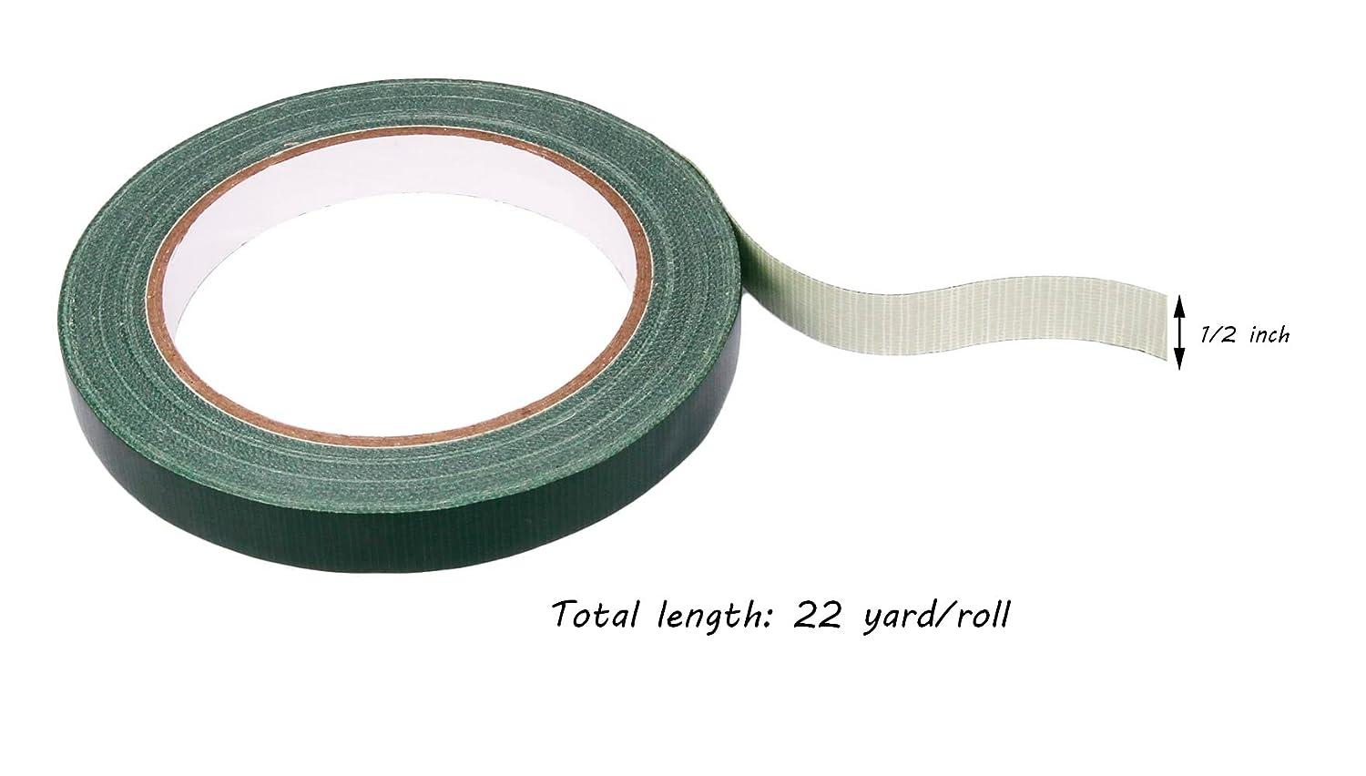 TIAMALL 3 Rolls Waterproof Floral Tape Flower Tape for Bouquet Stem  Wrapping and Floral Crafts(1/2 Wide Dark Green)