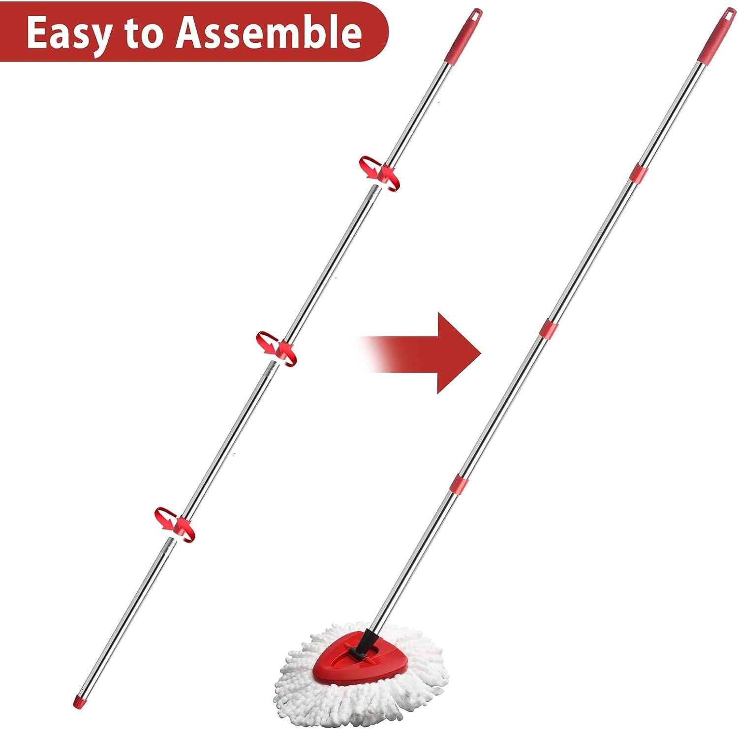 4Section Spin Mop Replacement Handle 2.55 Foot Mop Handle Replacement Stick Compatible with