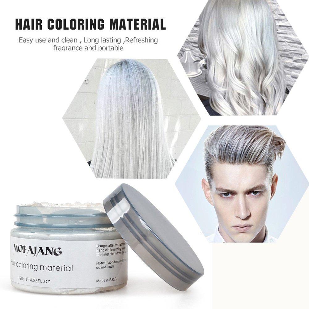 Temporary Hair Color Wax White Hair Dye Natural Instant Hairstyle Cream or  Hairstyle Wax for Women Men Party Cosplay Date (White)