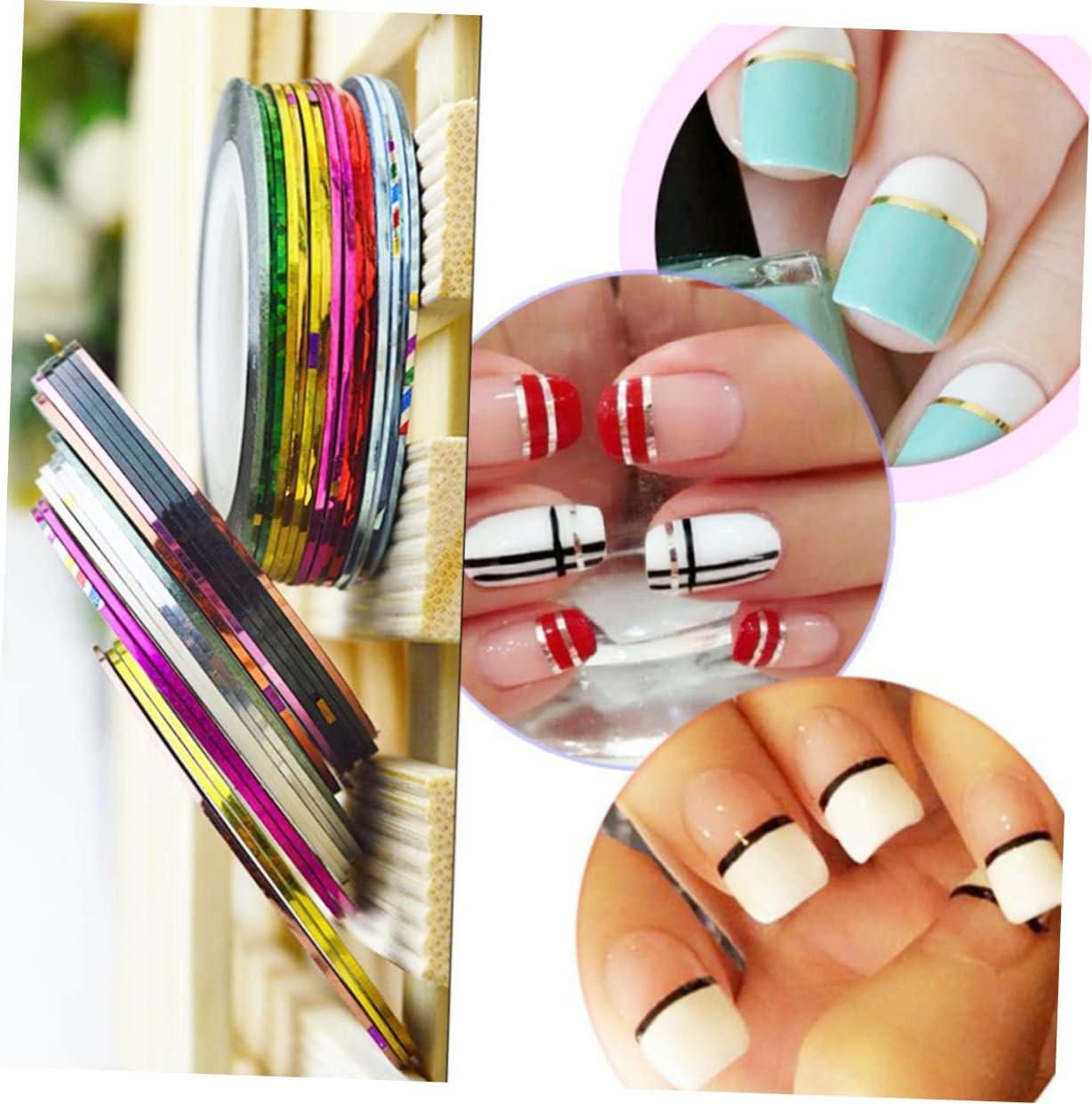 Mikinona 52 Rolls Decorative Duct Tape Nail Stickers Nail Tape Nail Art