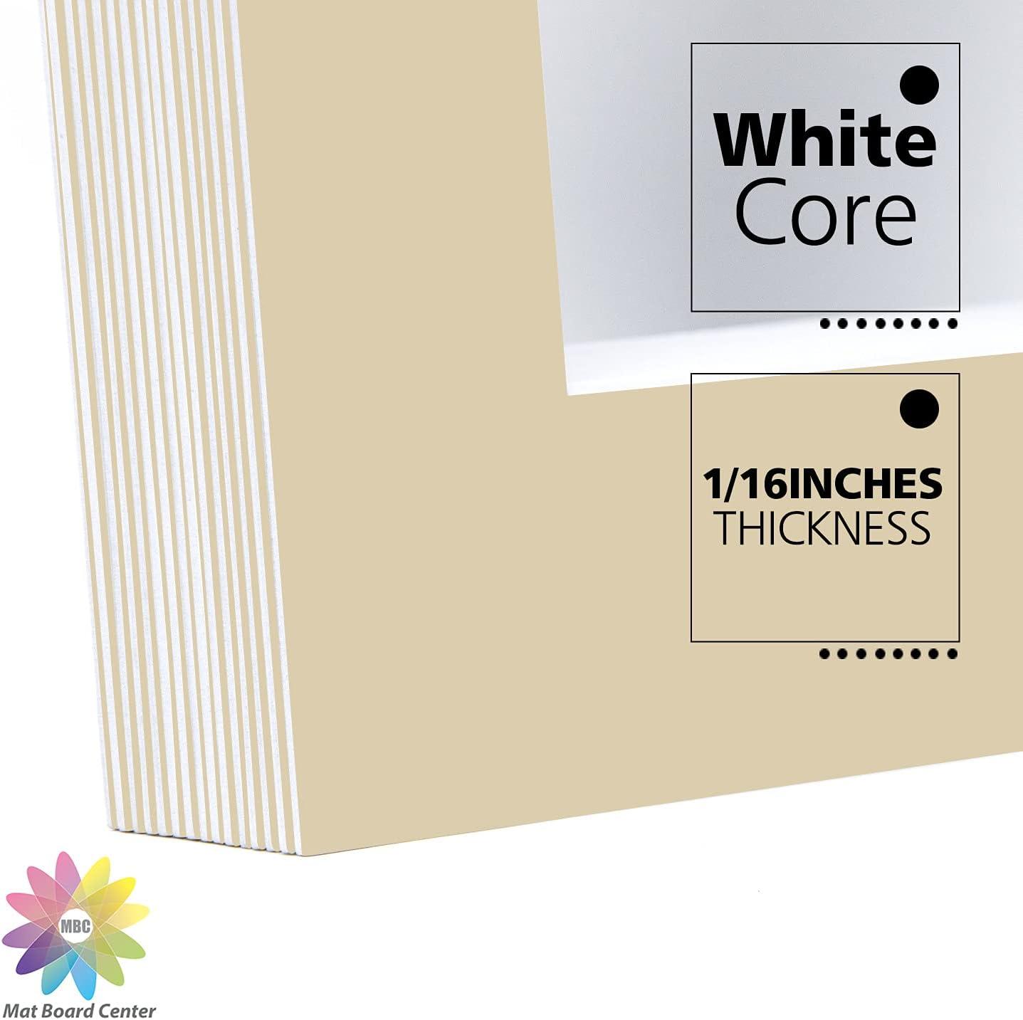 Mat Board Center Pack of 10 11x14 for 8x10 Compatible Beige Color Mats -  Acid Free 4-ply Thickness White Core - for Pictures Photos Framing