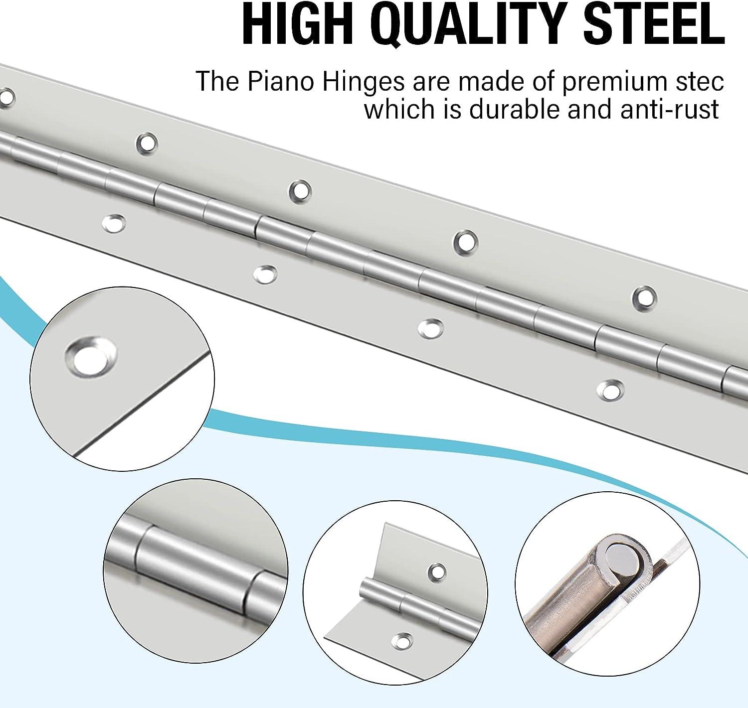 12 Inch Heavy Duty Stainless Steel Piano Hinge with Screws Smooth