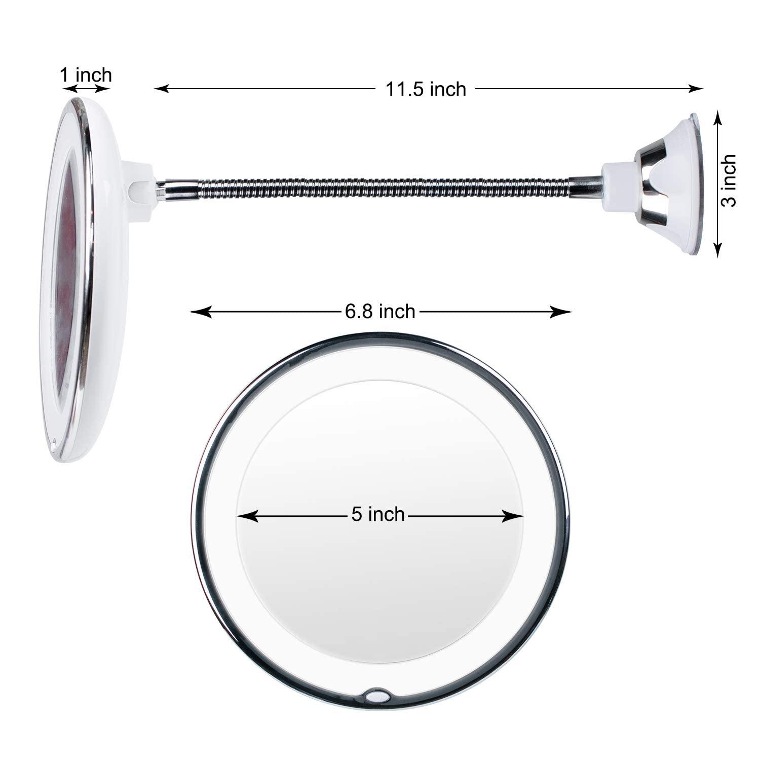 10X Magnifying Mirror with Lights, Flexible Mirror as seen on TV