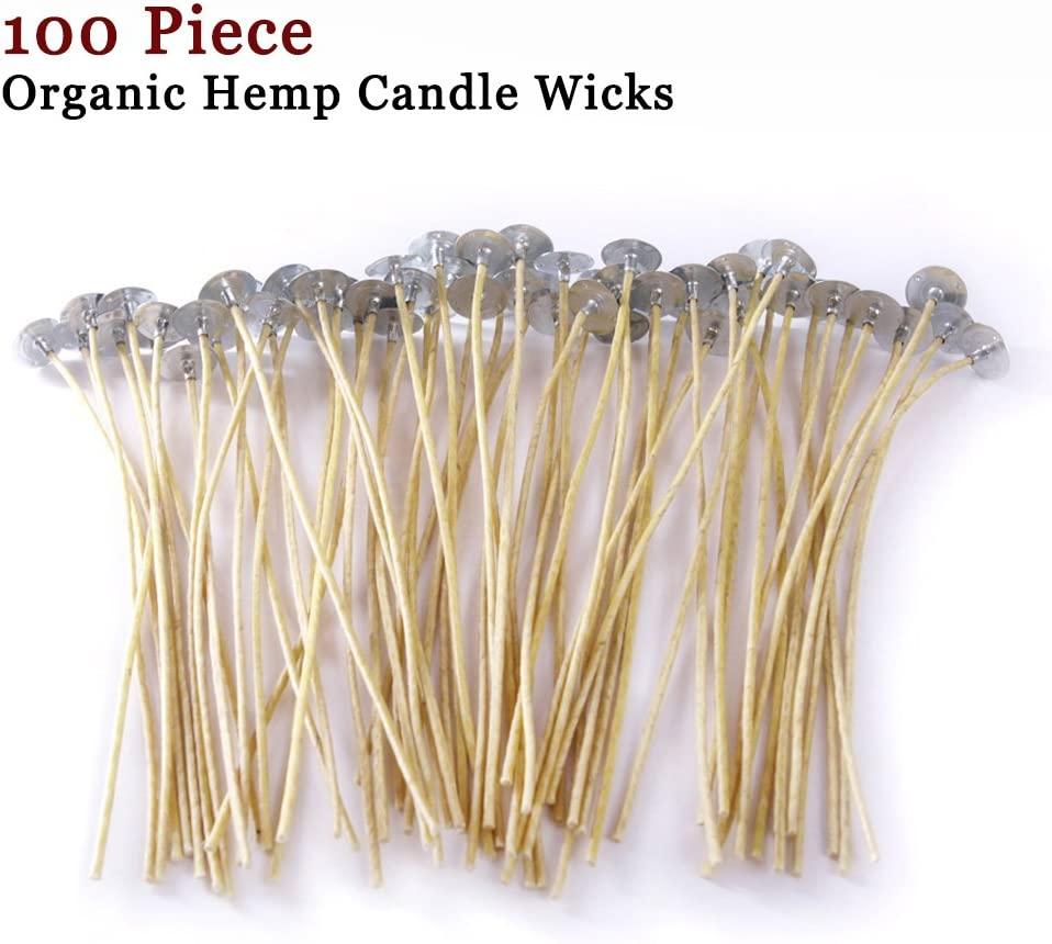 EricX Light Organic Hemp Candle Wicks, 100 Piece 8" PreWaxed by 100