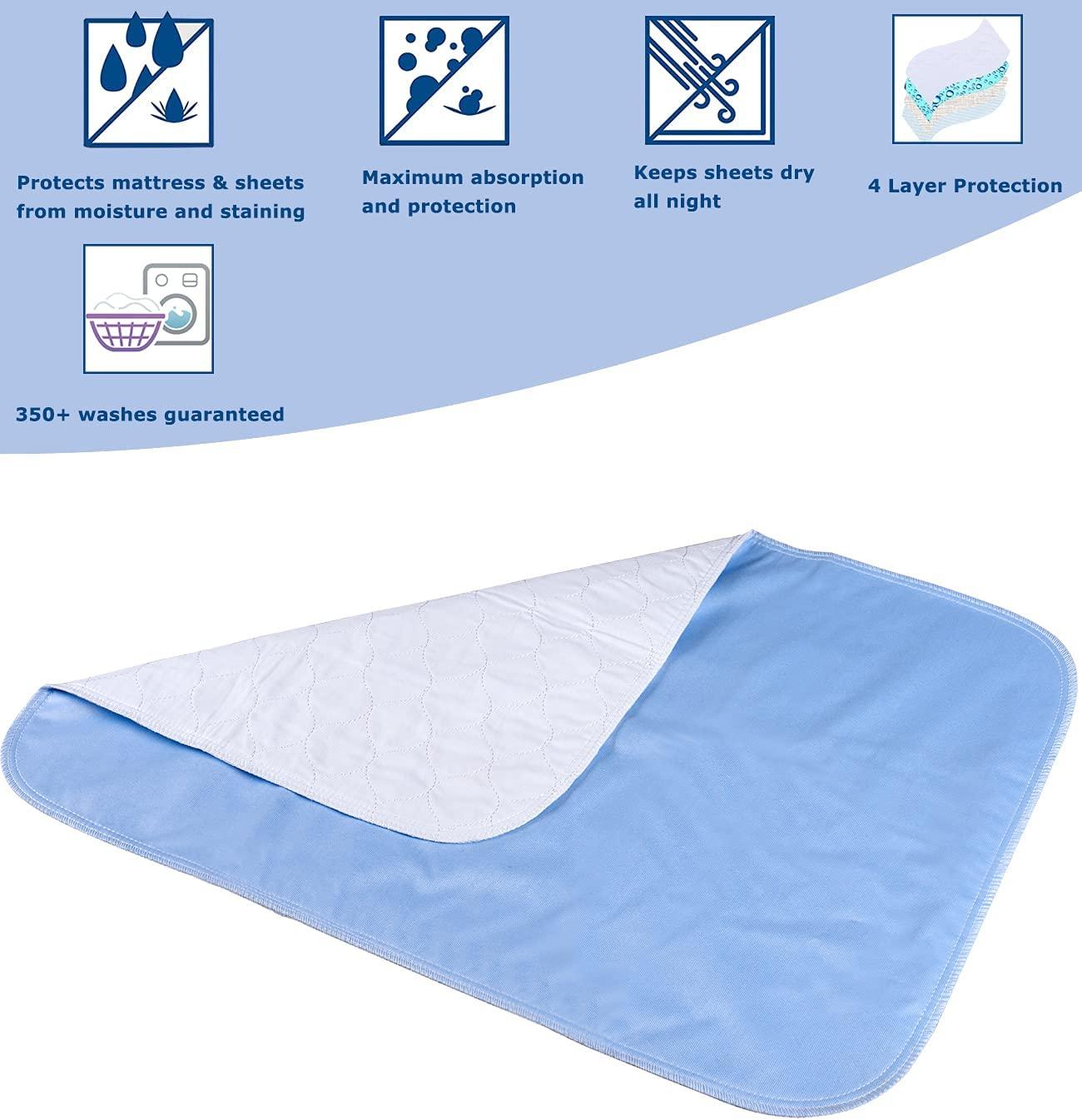 Washable Incontinence Bed Pads (72 x 36) for Adults, Kids, Dogs  Waterproof and Machine Washable Large Sheet Protector with 10 Cup Absorbency