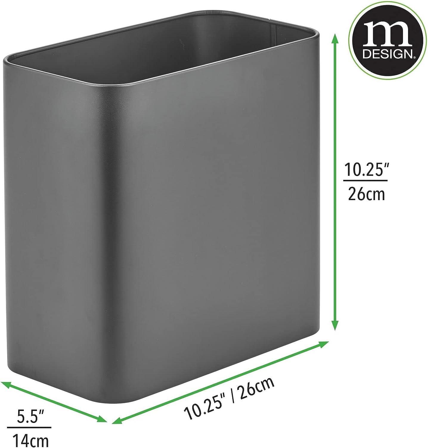 mDesign Steel/Plastic Toilet Bowl Brush/Holder and Rectangular 2.2 Gallon  Garbage Can Combo Set for Bathroom Holds Trash, Recycling, Deep Cleaning,  Mirri Collection - Set of 2 - Graphite Gray