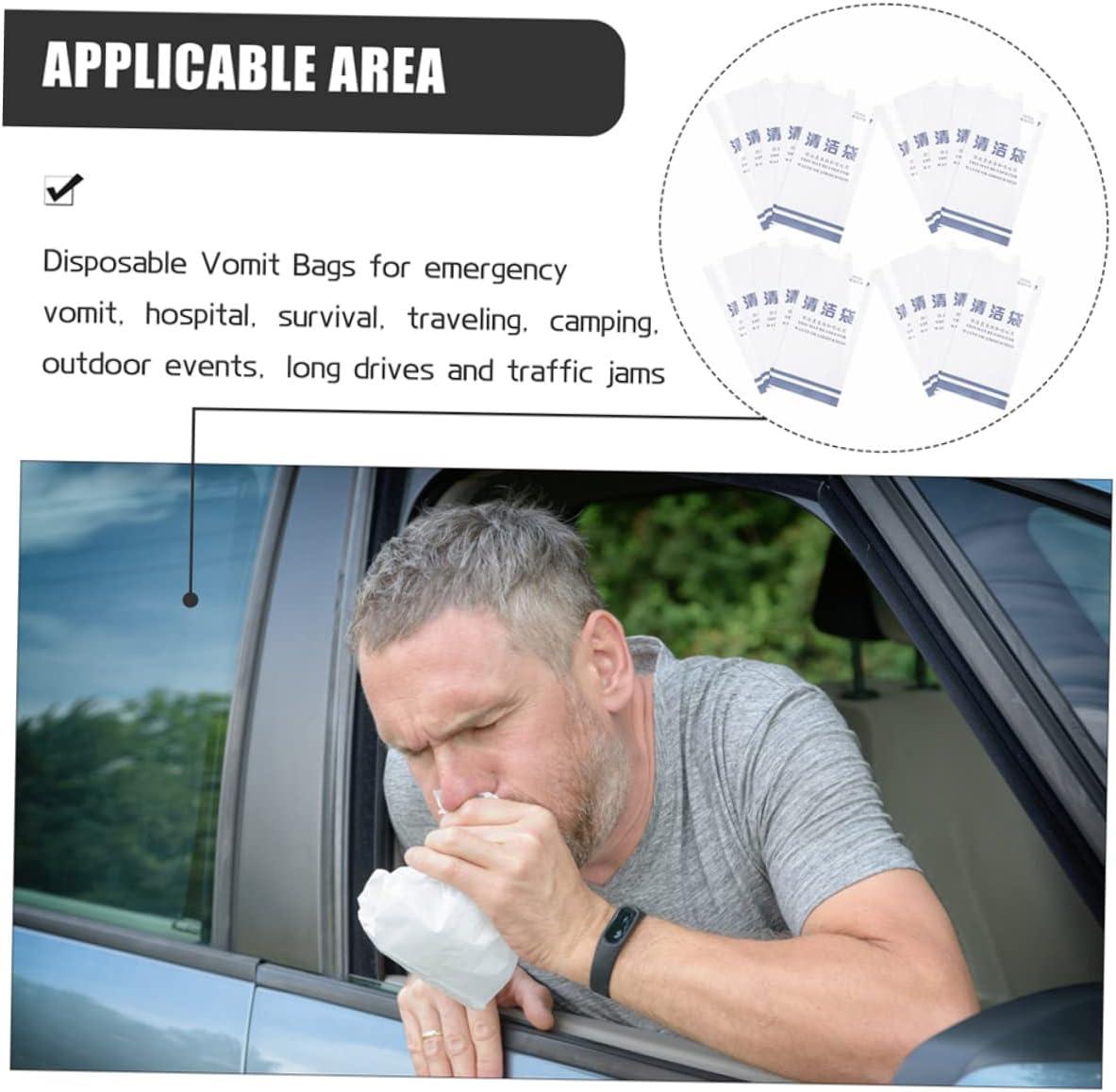 Healvian Disposable Vomit Bags Pack of 50 Ideal for Travel, Car