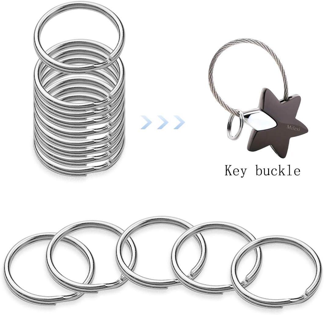 100 Pcs Split Ring Small Key Rings Bulk Split Keychain Rings DIY Craft  Metal Keychain Connector Accessories (12mm)