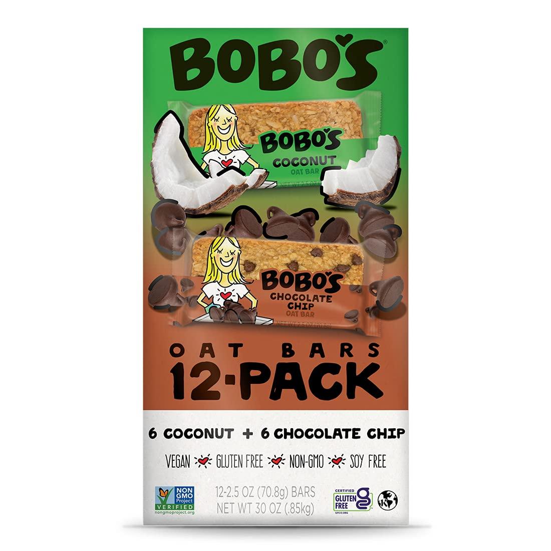 Bobo's Oat Bar Variety Pack, Chocolate Chip and Coconut Flavors, 12