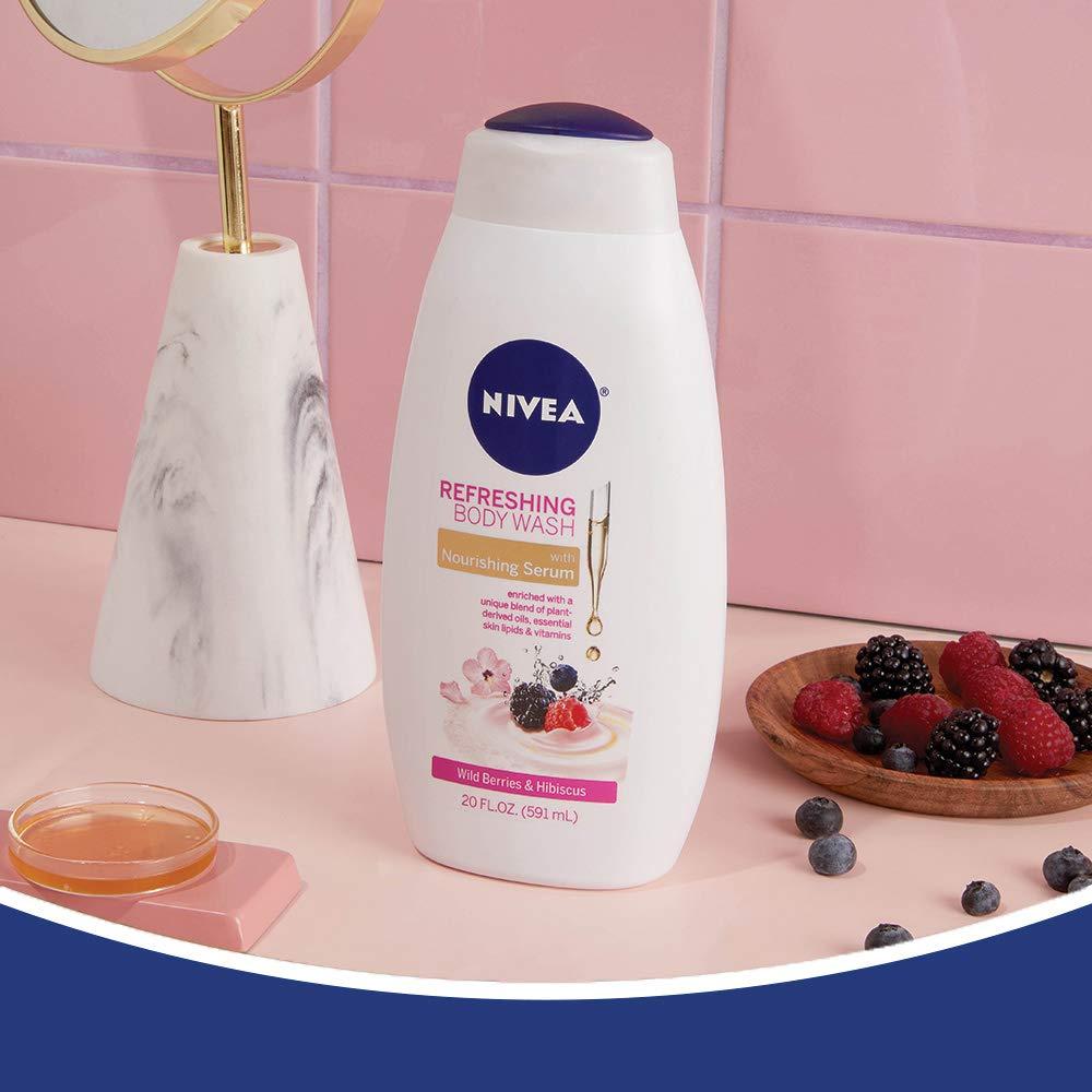 NIVEA Wild Berries & Hibiscus Body Wash Nourishing Serum, 20 Fl Oz